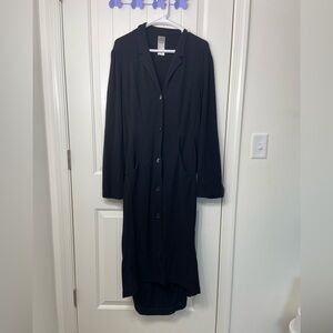 Vintage Lilith women’s black‎ long button collared pocket dress jacket large